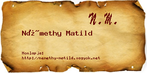 Némethy Matild névjegykártya